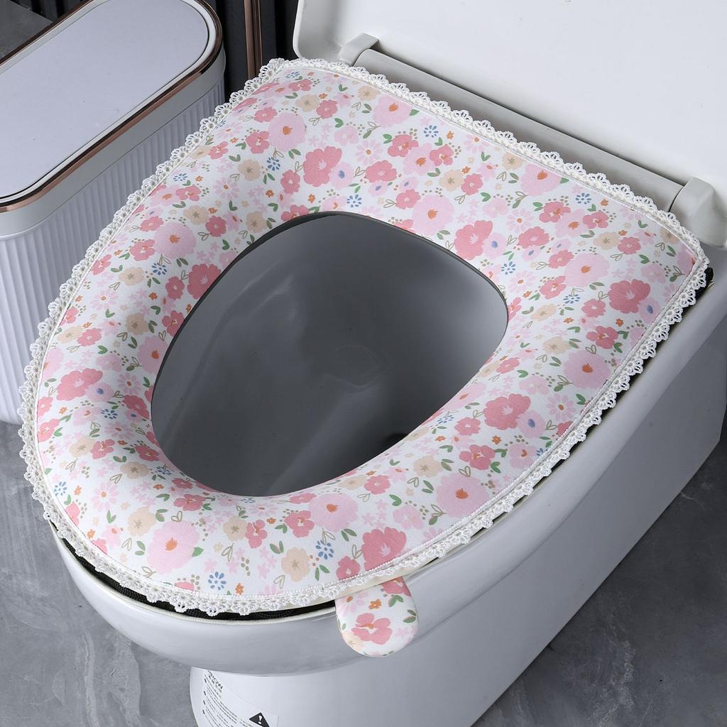 Type Household Toilet Seat Cushion Made of Pure Cotton with Enlarged and Thickened Zipper All Season Universal Waterproof Seat Cover