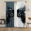 2PC Graffiti Gaming Controller Curtains - Black & White Abstract Print Window Drapes for Boys Bedroom Game Room Decor