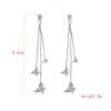 Shiny Crystal Butterfly Dangling Earrings for Women Exquisite Copper CZ Zircon Long Tassel Earring Girls Party Wedding Jewelry