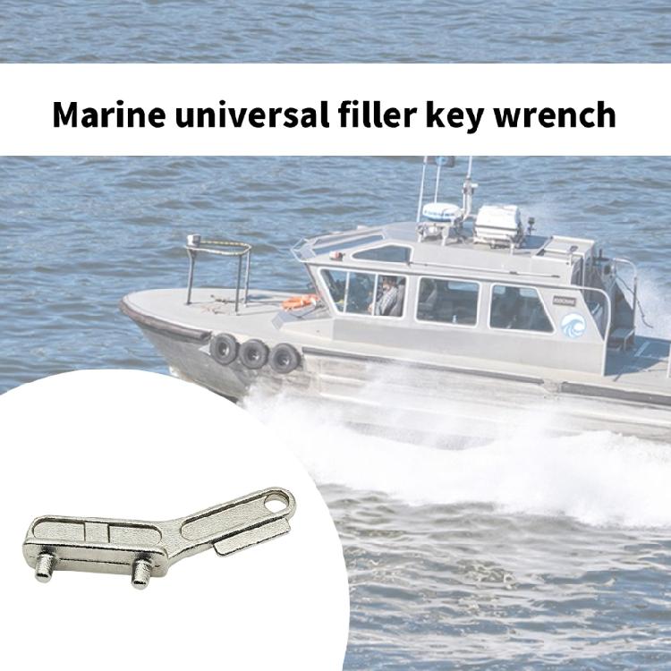 Boat Fill Cap Opener Wrench, Two Pin Marine Water Deck Key Tool with Stainless Steel Look for Daily Service Use