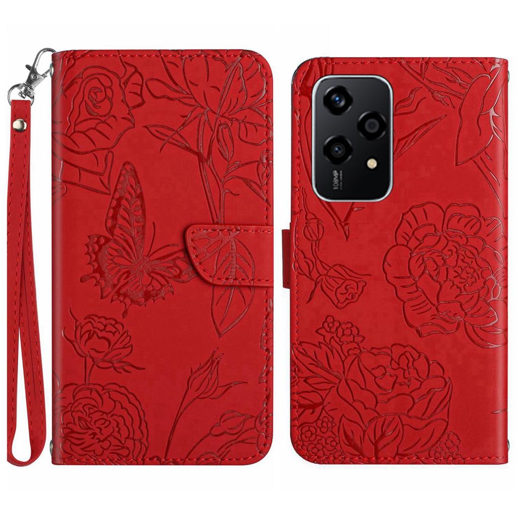 HT03 For Honor 200 Lite Leather Case Imprinted Full Protection Phone Wallet Cover with Strap
