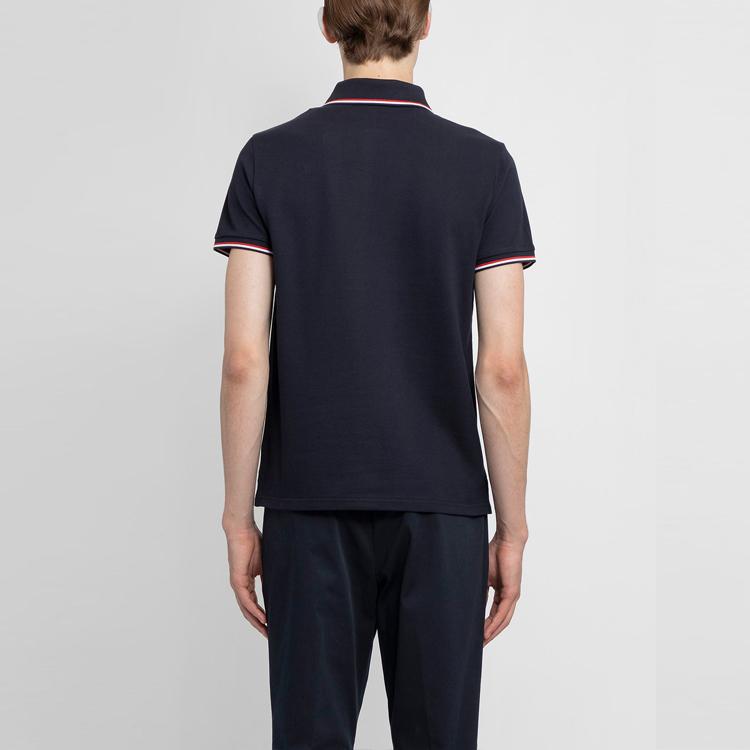 Moncler Logo Striped Decorative Short Sleeve Polo Shirt Men polo shirts Blue 8A000108455677X