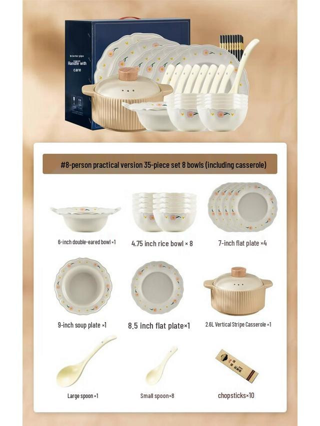 Mode Lanka French White Peony Mocha Ceramic Dinnerware Set