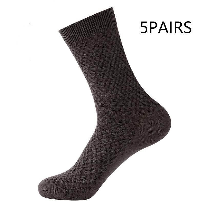5 Pairs High Quality Bamboo Fiber Men Socks Business Breathable Deodorant Compression Socks Men Long Big Size EU39-47 Large Plus