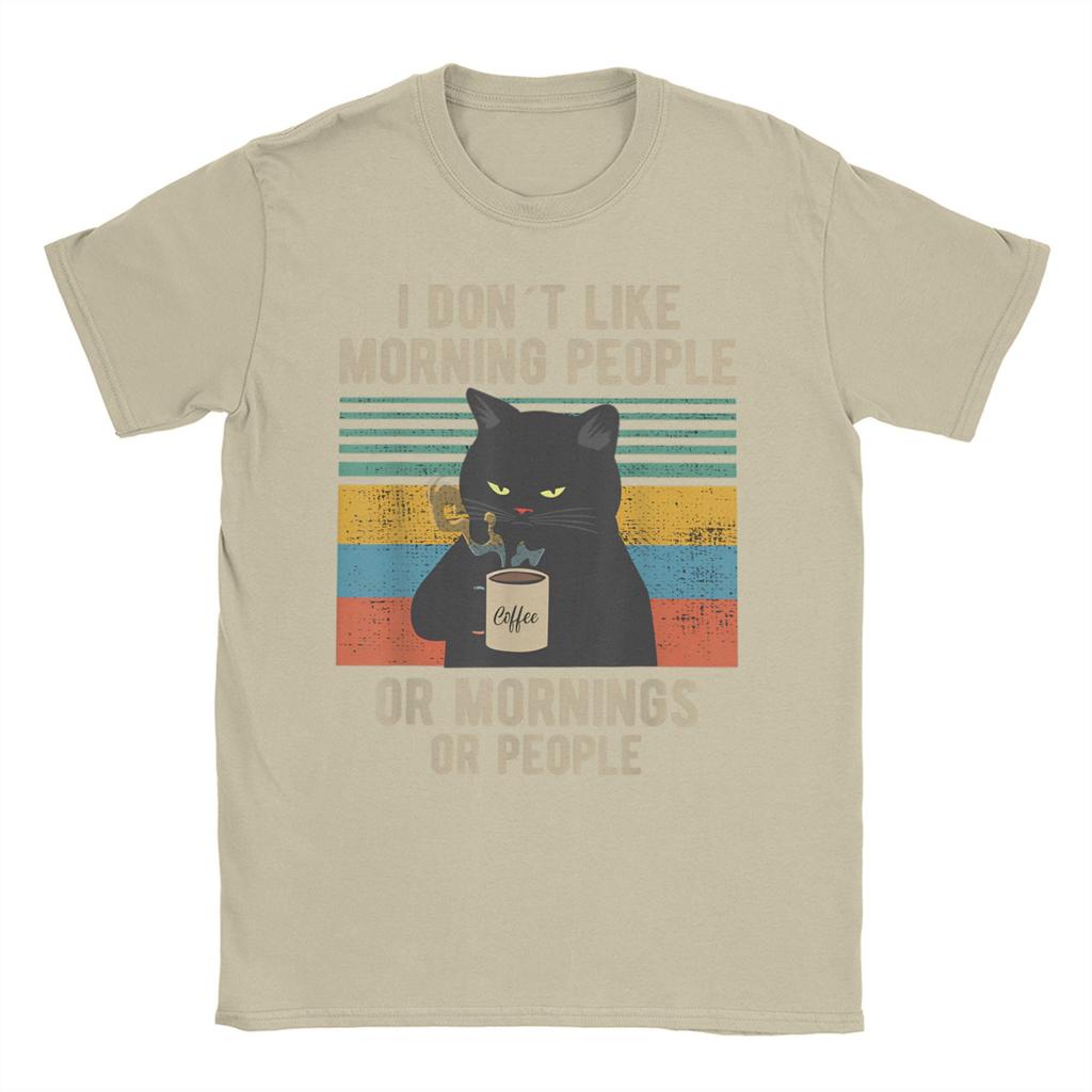 Ich hasse Morgenmenschen und Morgen und Menschen Kaffee Männer Frauen T-Shirt Katzen-Meme Humor T-Shirts T-Shirts 100% Baumwolle Einzigartige Kleidung