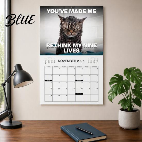 Office Wall Calendar 2027 Funny Calendar January Photos 2027 with Cat - December Monthly Planner