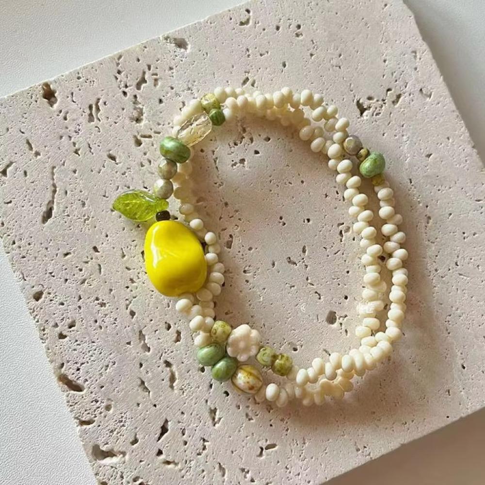 2pcs/set Exquisite Fruit Stacked Bracelet Sweet Bohemia Hand Chain Pear Bead Bracelet  Girls