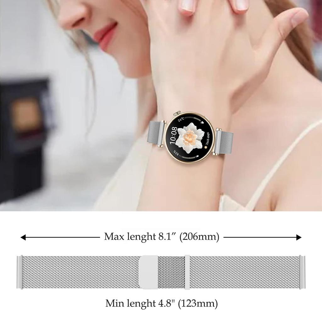 Correa milanesa universal de 18 mm para Huawei Smart Watch GT5 GT5 Pro de 42 mm y 41 mm. Correa de repuesto para Huawei GT5 de 41 mm.