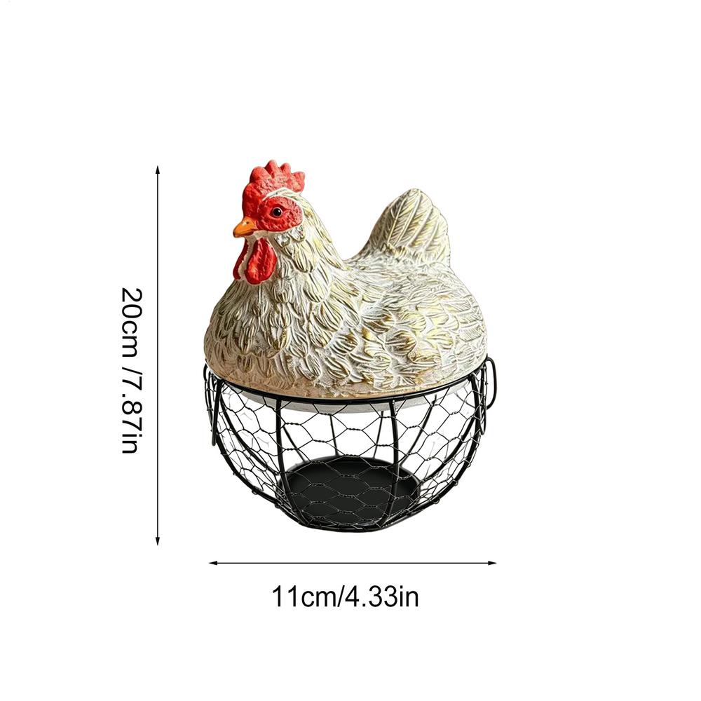 Egg Collecting Basket Chicken Design Lid Organizer Container Portable Round Collectiong Basket For Home Countertop Living Room