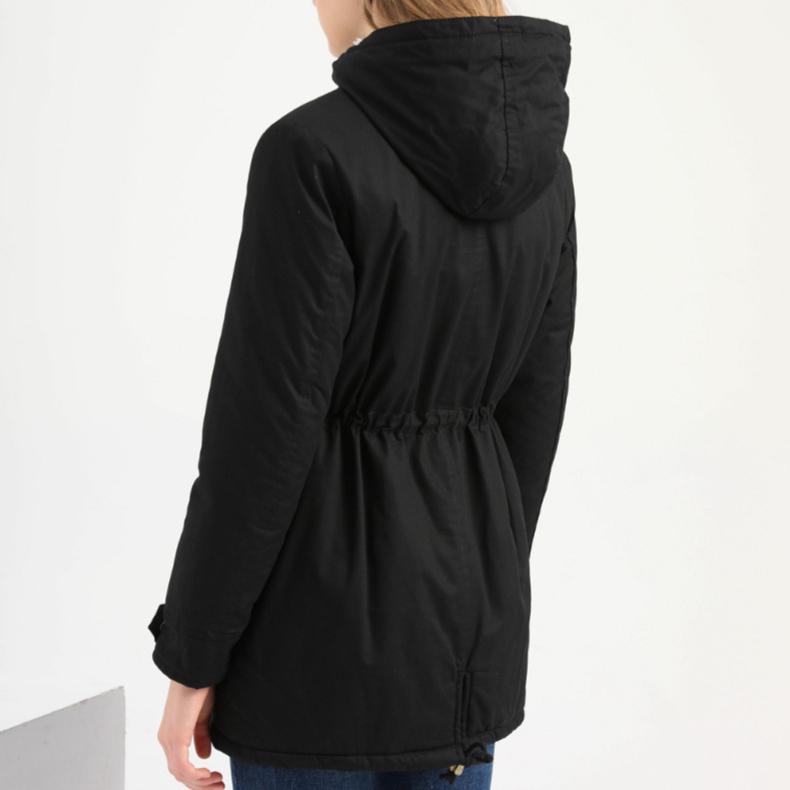 Cotton Jacket Women's Solid Color Hoodie Overcomes Winter Warmth Coat Thick Cotton Coat with Velvet Cotton Coat