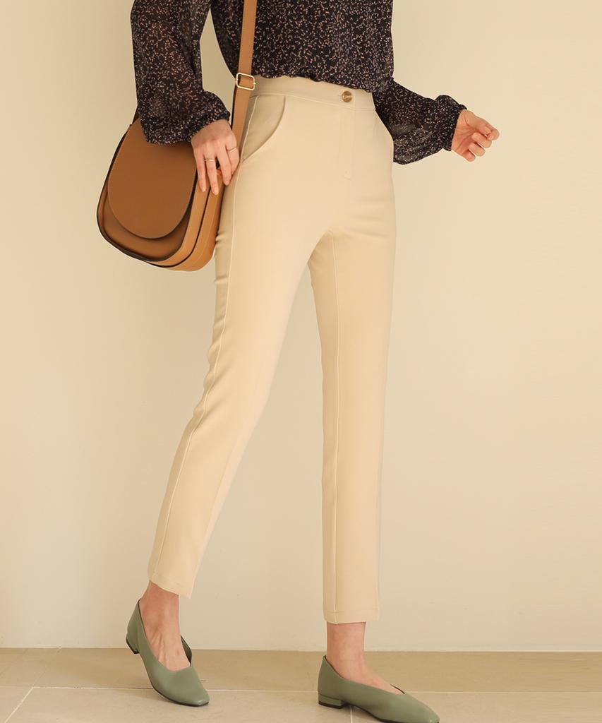 Ppaeppae Hidden Elastic Waist, Amazing Fit, Super Stretchy Spandex Slim Straight Slacks