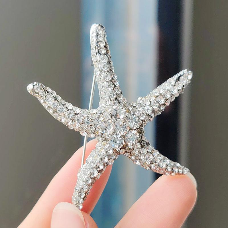 1Pcs  Shiny Inlaid  Cute Multi-Color Starfish Brooches For Women Men Suit Clothes Star Brooch Pins Jewelry Gift