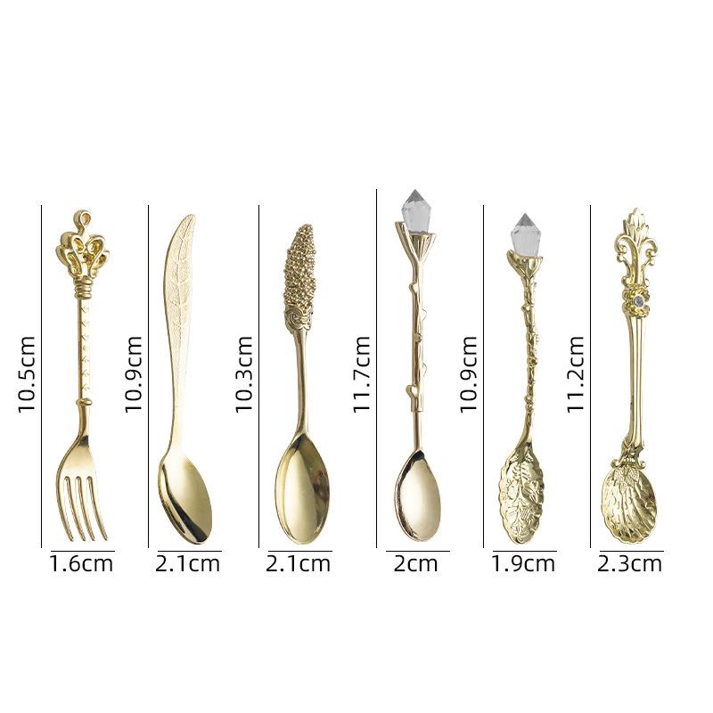 6pcs Vintage Palace Coffee Spoon Set Home Tableware Kitchen Gadget Set Ice Cream Jam Dessert Spoon Afternoon Tea Decor Tool Gift