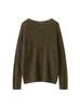 Korean Style Women's Cashmere Lyocell Round Neck Hollow Knit Sweater