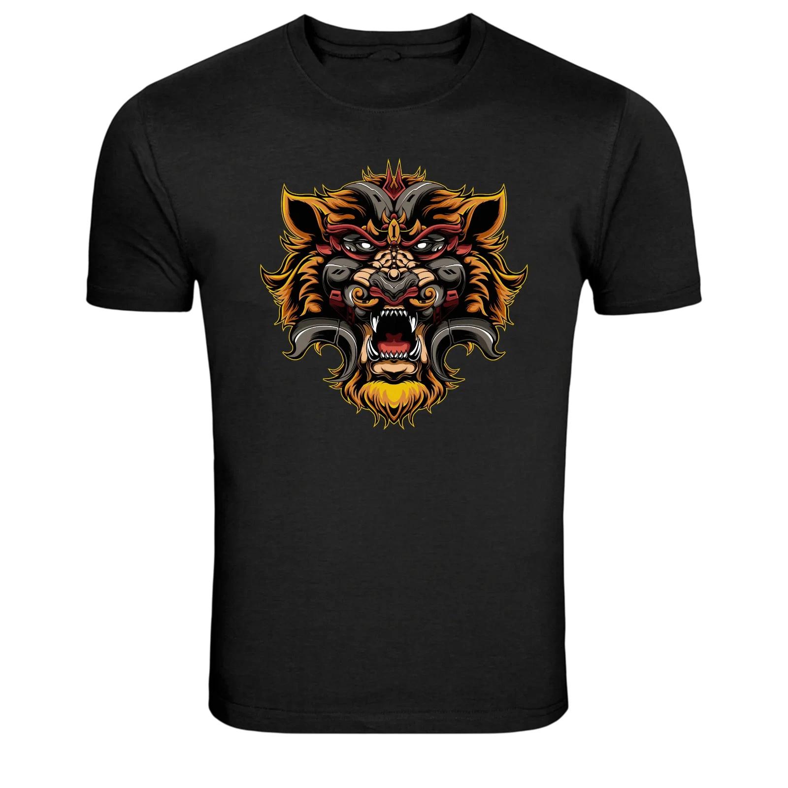 Samurai Lion Mask Japanese Warrior Graphic T-Shirt XS