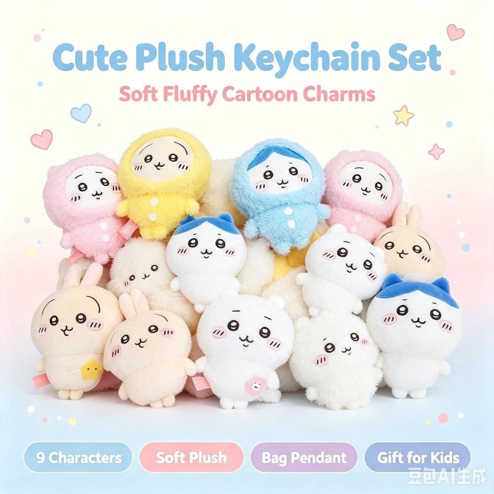Pajama Plush Keychain Cartoon Usagi Hachiware Usachi Doll Pendant Toy Soft Plush Doll Gift