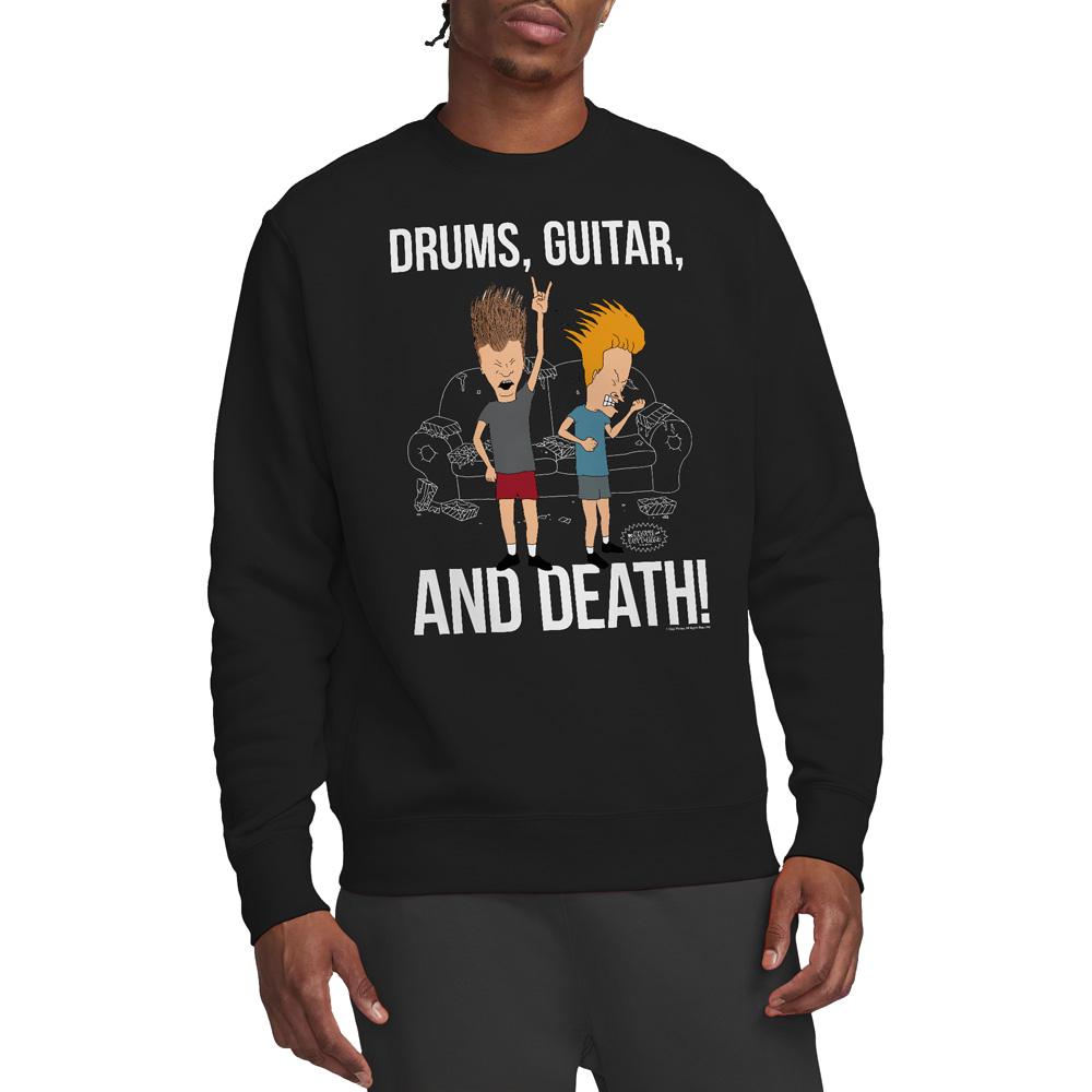 Beavis & Butthead Unisex Adult Drums Guitar & Death Sweatshirt