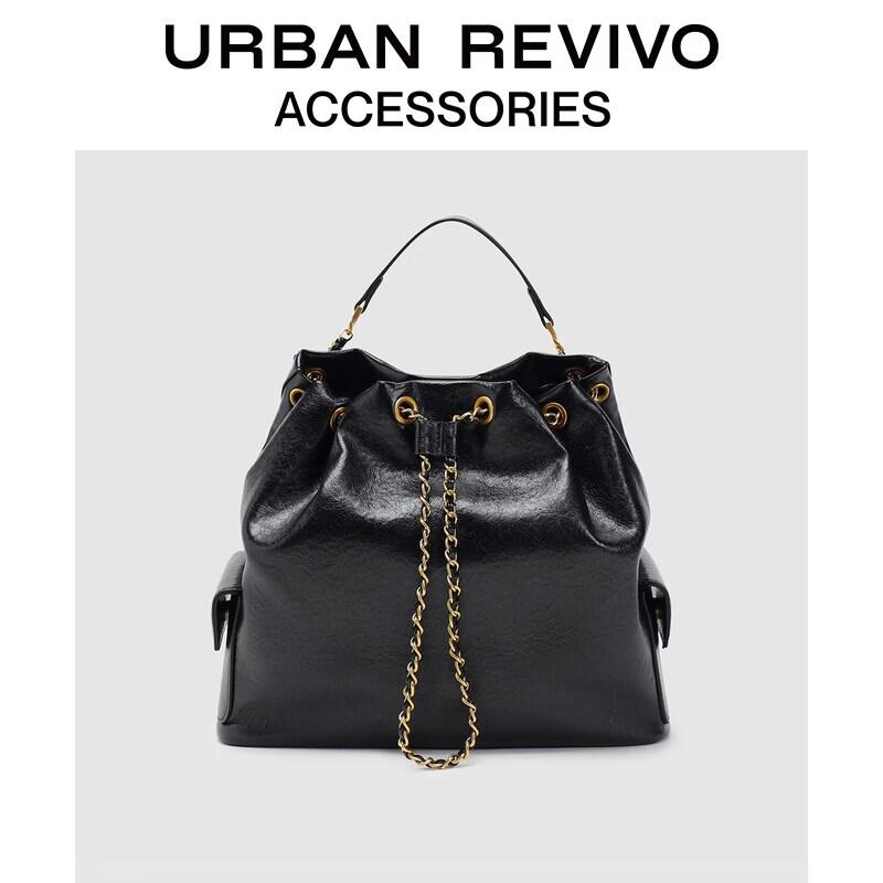 URBAN REVIVO 2026 Summer Gold Chain Leather Crossbody Bag One Size
