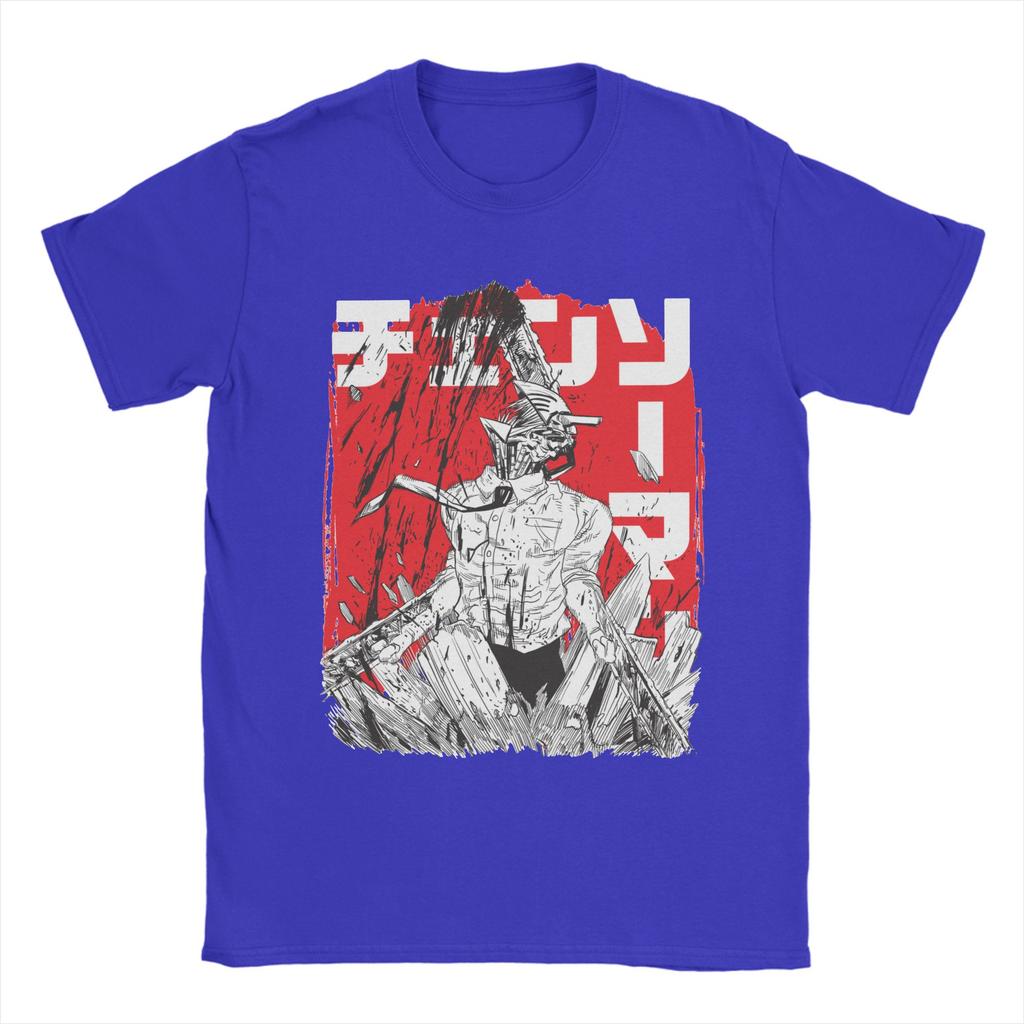 Chainsaw Warrior Chainsaw Man Men's T Shirt Anime Manga Hipster Tee Shirt Short Sleeve O Neck T-Shirts Cotton Classic Clothes