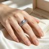 European and American Fashion Trendy Personalized Diamond-encrusted Square Ring Set, Vintage Simple and Versatile with a Distinctive Temperament