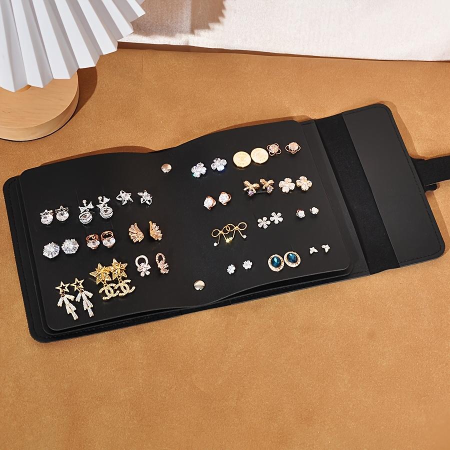 Faux Leather Earring Layered Jewelry Storage Book - Faux Leather Jewelry Organizer Bag - Earring and Ring Small Bag - Book Design Earring Rack