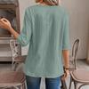 Ladies' Detail V-neck Patch Splicing Design Solid Color Shirt