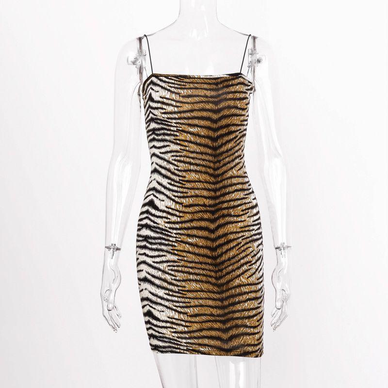 

Leopard Print Strap Short Dress Leopard Print Slip Dress Dress Female Export Tiger pattern L