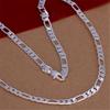 925 Silver 6mm Flat Necklace, Fashion Jewelry for Men and Women, Wedding Accessories, Gifts