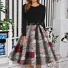 Women's Fashion Round Neck Slim-Fit Christmas Print Long-Sleeved Dress