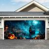 2D Plane, 1 Halloween Garage Door Banner, Featuring a Design of a Terrifying Pirate Ship and Halloween lights.PMJ