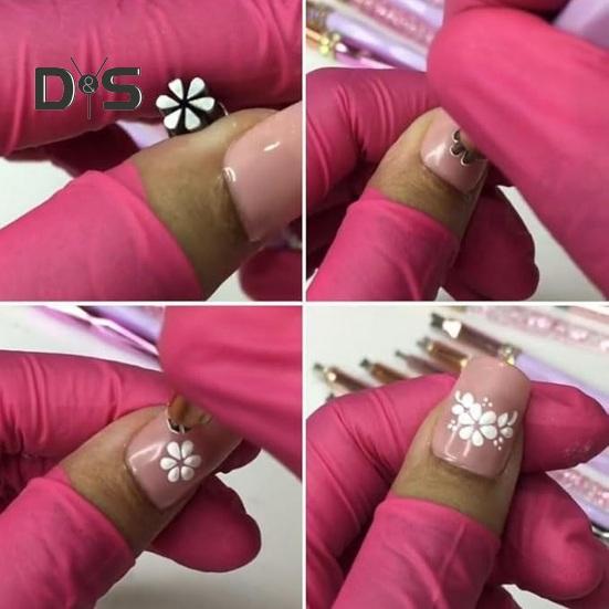 6Pcs Nail Art Stamp Pen Set Easy To Use DIY Gel Nail Pens for Beautiful Flower Patterns Nail Stamping Polish Printer Kit for Manicure