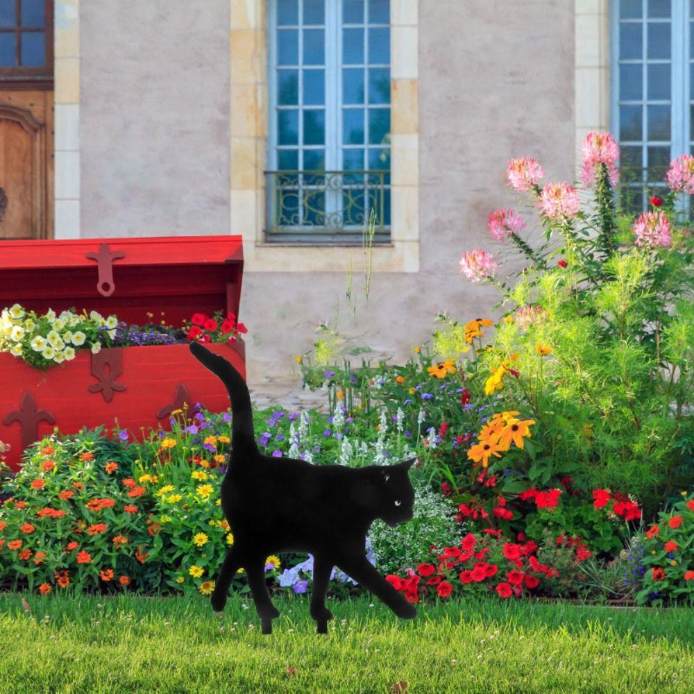 Acrylic Acrylic Cat Stake Waterproof Simulation Black Cat Statue Cat Garden Stake  Outdoor