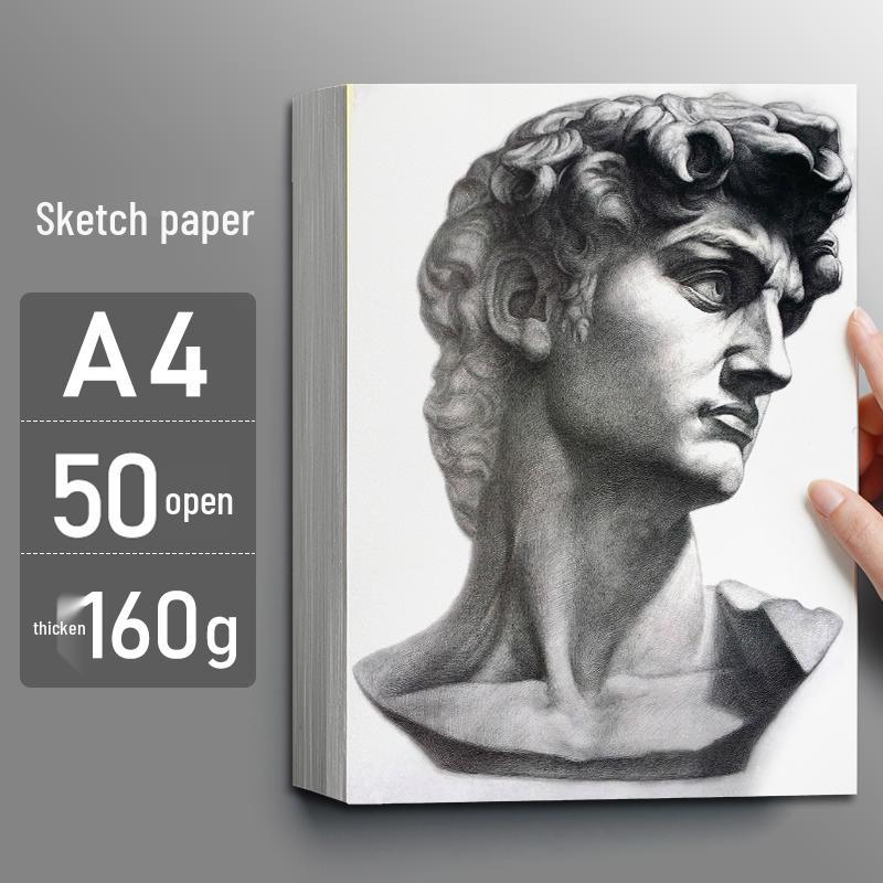 4K Thickened White Sketch Paper for Art Students - Suitable for Pencil, Watercolor, and Gouache Drawing