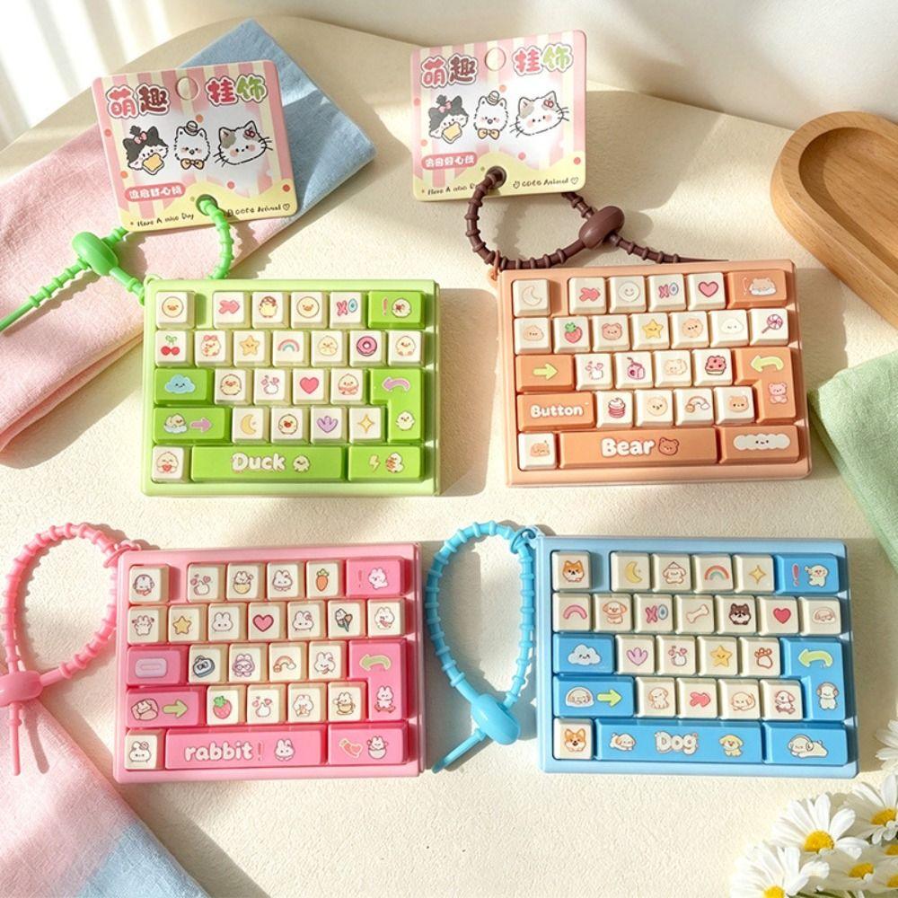 Cute Design Decompression Button Toy Creative Style Keyboard Keychain Children Use