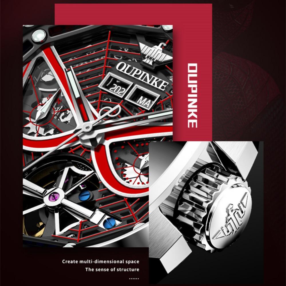 OUPINKE Herrenuhr Multifunktionale mechanische Uhr Hollow Spider Armor Herrenuhr High-End-Uhr