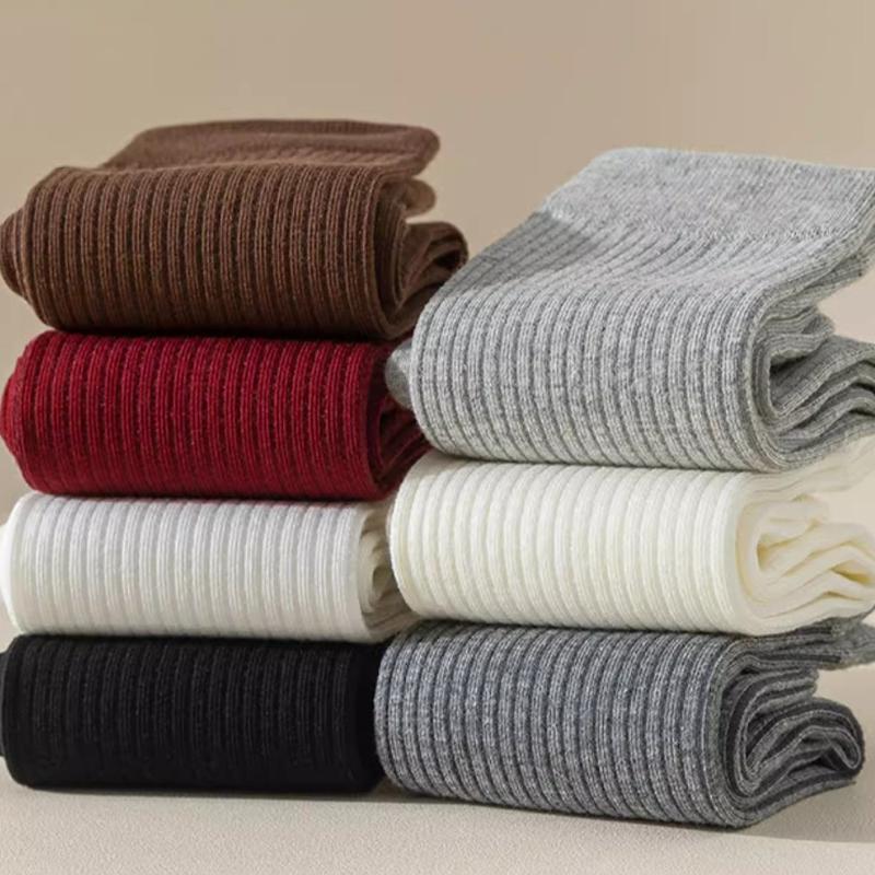 Neue Angola-Strümpfe mit vertikalen Streifen in Rot für Damen, ohne Knochen, bis zur Mitte der Wade, Baumwollsocken für Herbst und Winter