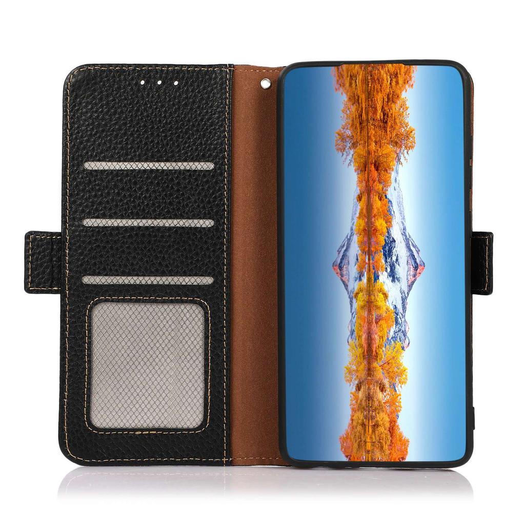 For Sony Xperia 5 VI Case RFID Blocking Genuine Cow Leather Phone Cover