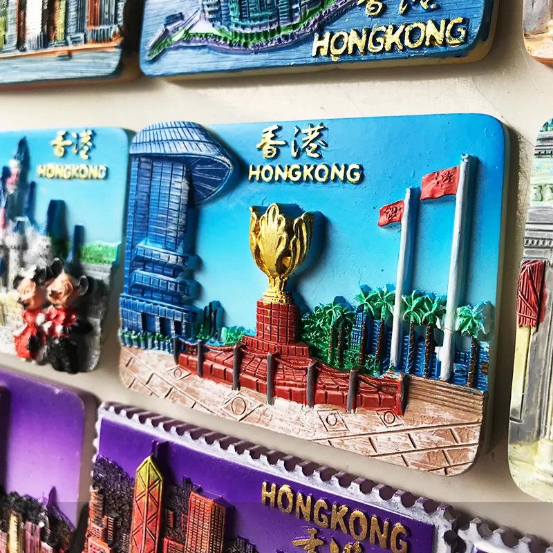 China Hong Kong Fridge Stickers Tourist Souvenirs Fridge Magnets Home Decor Wedding Gifts Photo Wall Magnetic Stickers