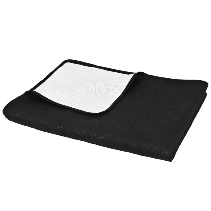 VidaXL Couvre-lit à double face matelassé 230 x 260 cm Noir et blanc