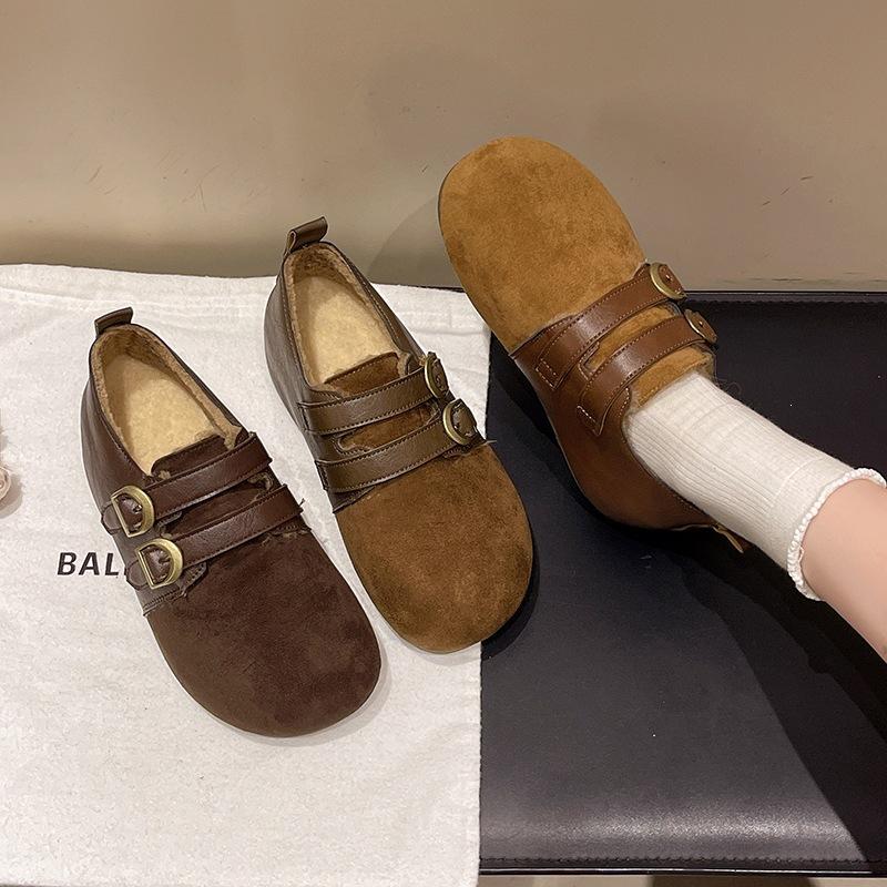 Belt buckle cotton shoes new inner height increase soft sole retro casual shoes women's winter fashion Mary Jane versatile plus