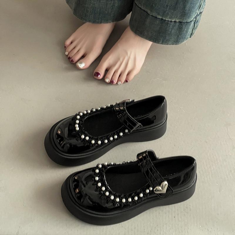 British Style Pearl Small Leather Shoes Women's Summer Fashion Retro Buckle Japanese Jk with Skirt Platform Mary Jane Single Shoes