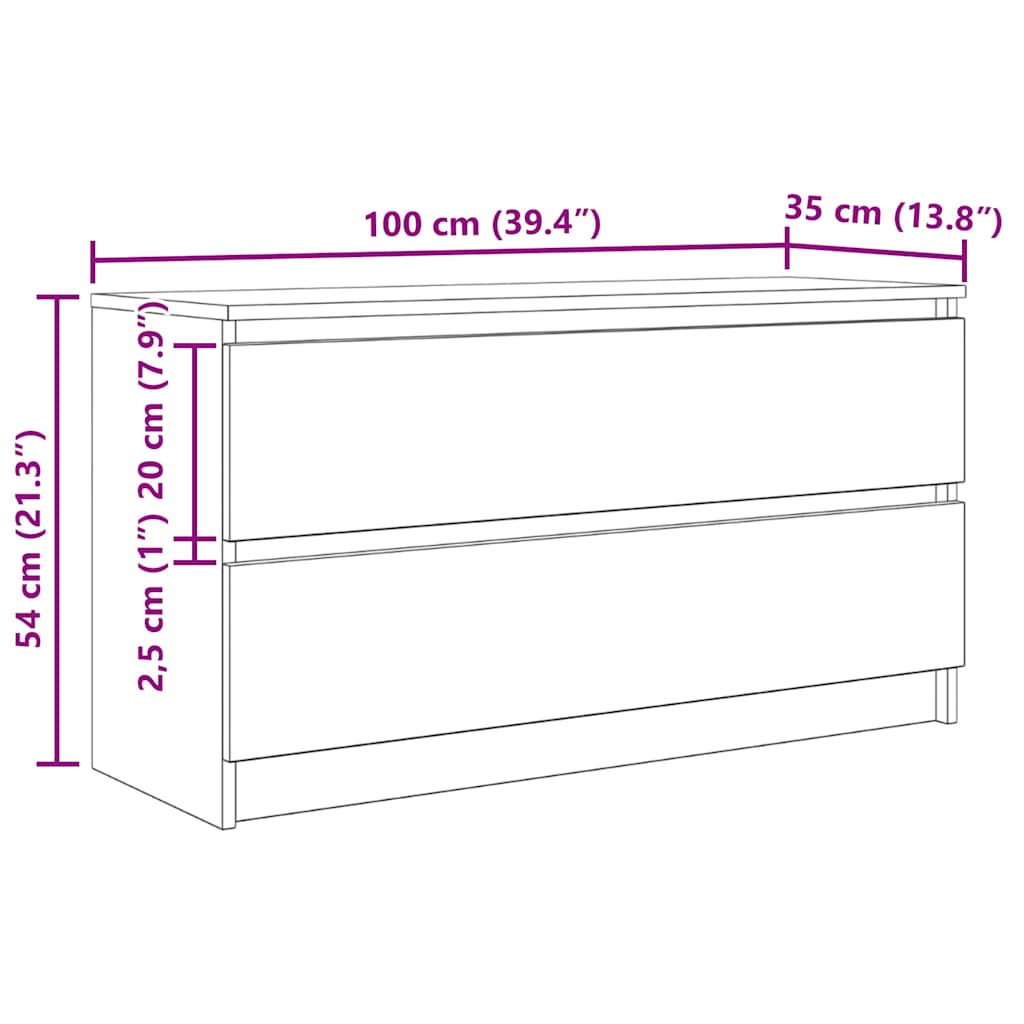 TV Cabinet Smoked Oak 100 x 35 x 54 cm Particleboard