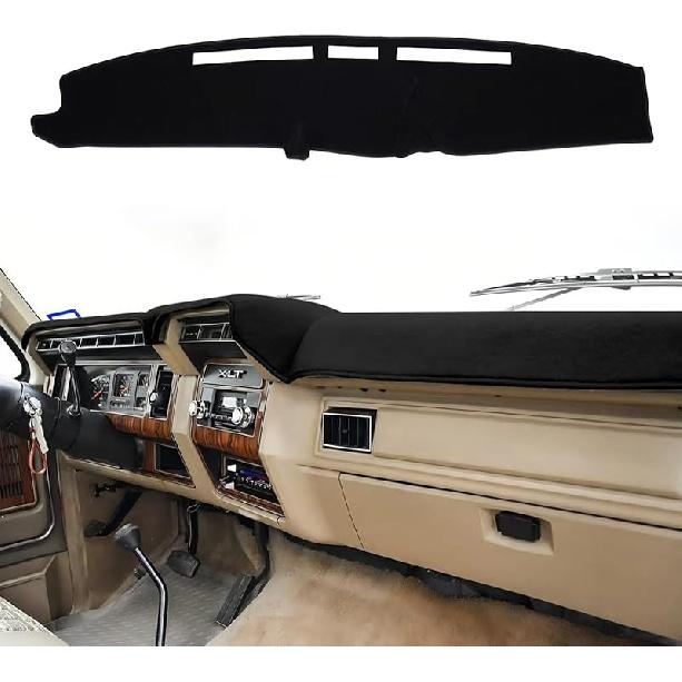 Dashboard Cover  Fit For Ford F150 F250 F350 Bronco Pickup Truck 1987 1988 1989 1990 1991 Dash Cover Mat Pad Carpet (Dark Gray)