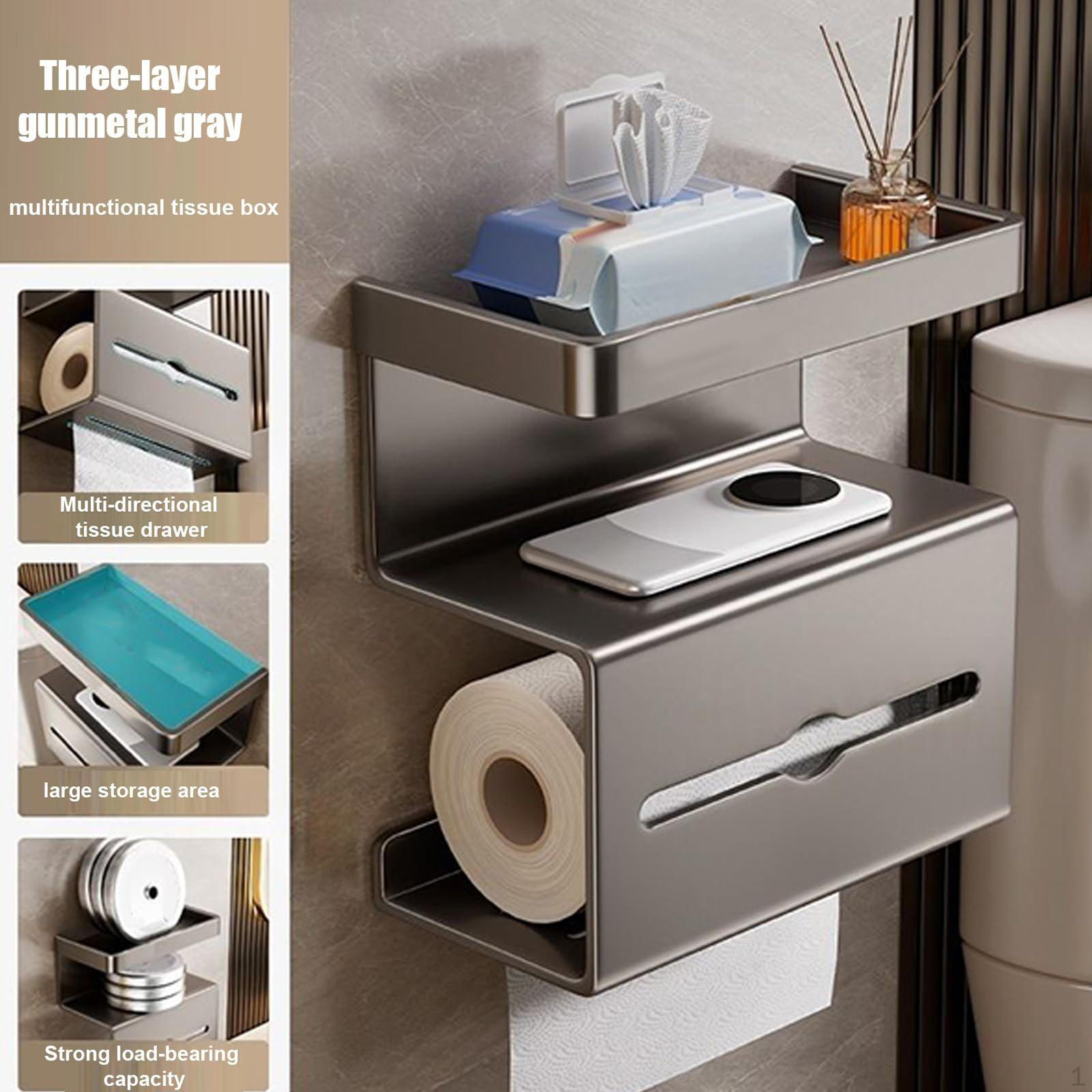 

3 Tier Toilet Paper Holder Tissue Practical Modern Wall Mount Dispenser for сірий колір