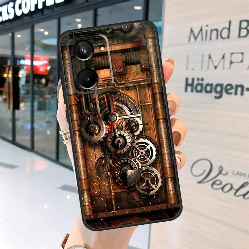 Steampunk Style Gears Levers Engine Case For Realme 15 Pro 12 11 13 14 Pro Plus GT6 GT7 C55 C51 C53 C25 C63 C61 C65 C67 C71 C75