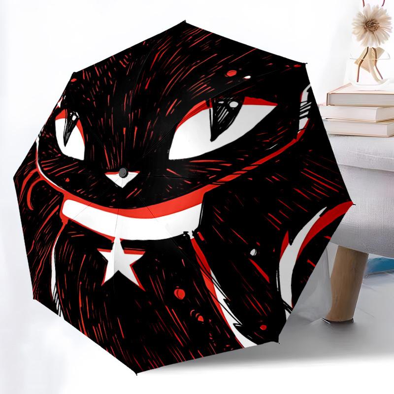 1pc Cat Mask Automatic Open/Close Umbrella, Portable Folding Umbrella, Compact Travel Umbrella for, Birthday/Christmas Gift 5170