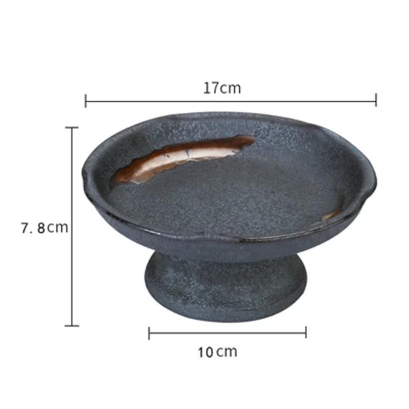 Creative Japanese ceramic plate with high feet saucer saucer snack tea dessert plates snack plate fruit plate bowls ramekin