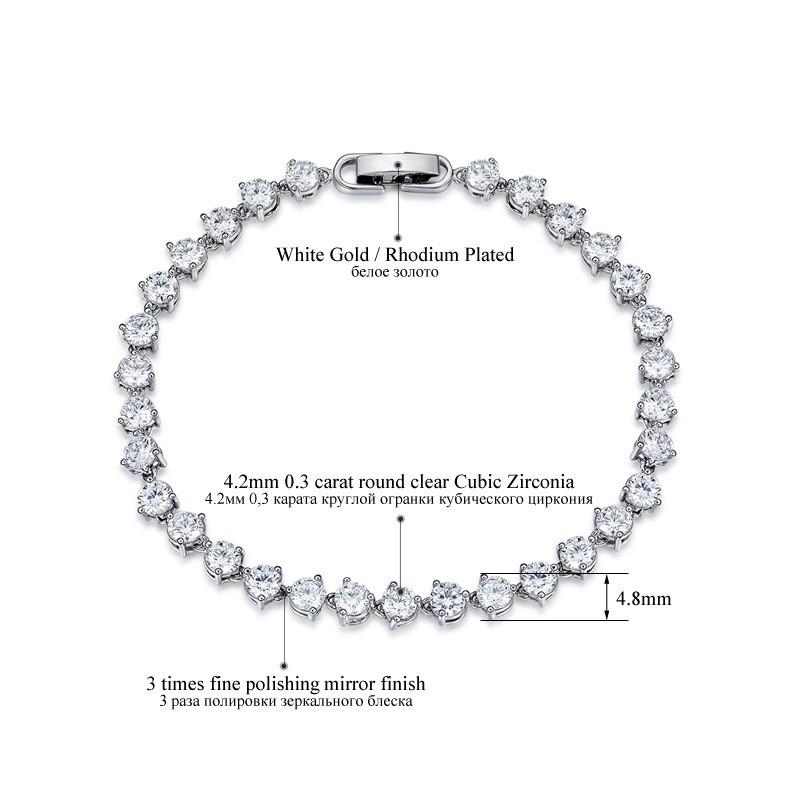 SOGRIA Factory Kupfer-Tennisarmband 4mm Zirkonia Silberbeschichtet Krappenfassung Sichere Armbandschließe Verstellbare Länge