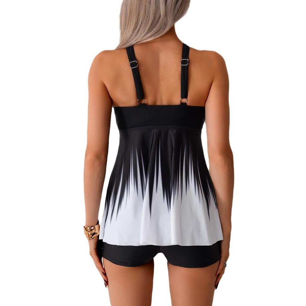 Plážová dovolená Plavky Dvoudílné plavky Dámské Gradientní plavky Plochý přední díl Plavecké šortky Tankini Jemné šití V různých barvách Plážové oblečení