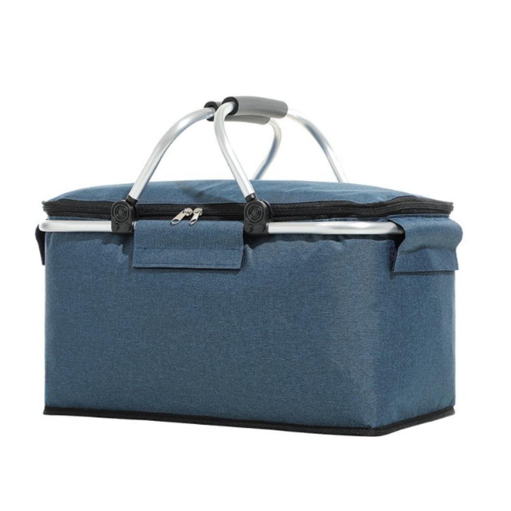 Black Large Capacity Aluminum Foil Thickened Portable Aluminum Rack Insulation Basket Foldable Outdoor Picnic Basket One Pack